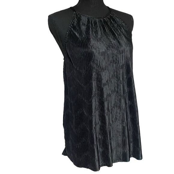 Worthington Black Semi Sheer Chevron Crinkle Goddess Tank - Picture 1 of 9